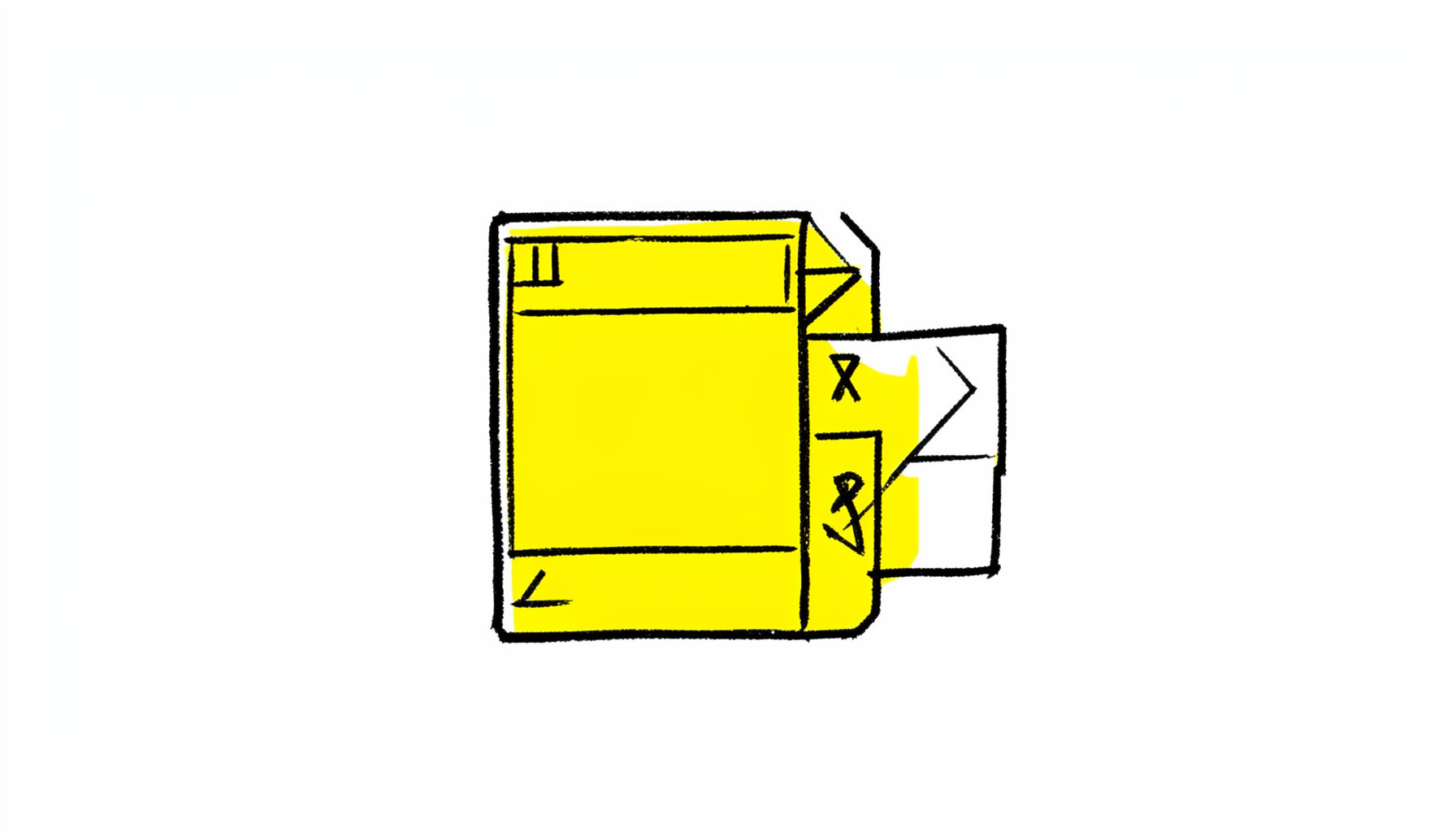 Hand-drawn ink illustration of an MXF file icon transforming into editable video tracks